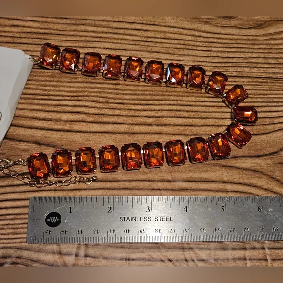 Elegant Orange Gemstone Necklace Choker Collar - Picture 6 of 7